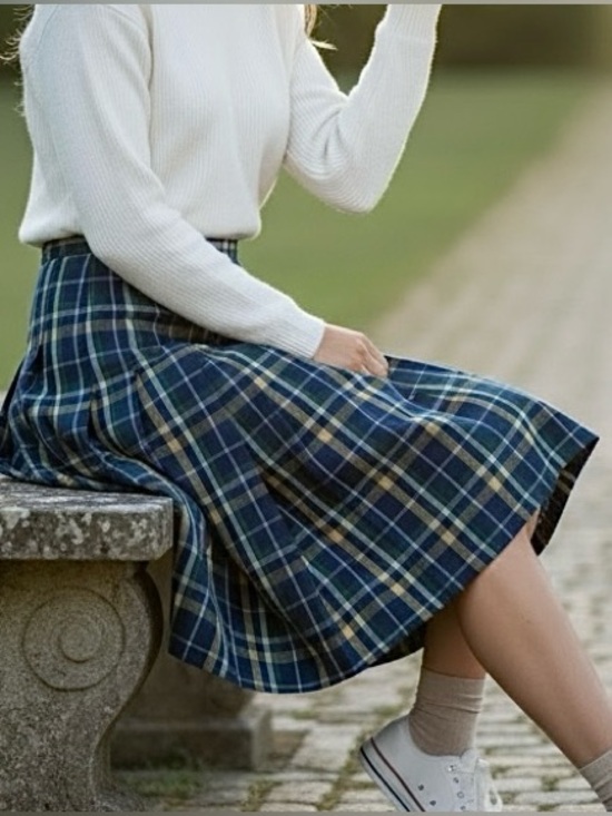 Pendleton Dresses & Skirts - Vintage Pendleton Skirt Blue Tartan Plaid Pleated Academia Midi Sz 10 USA